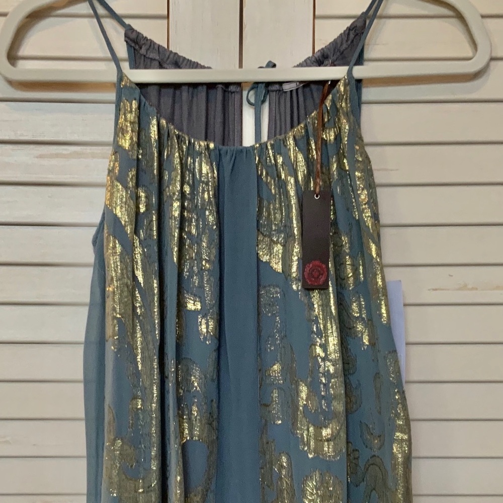 Language Gold Platinum Tie Back Tank NWT Medium